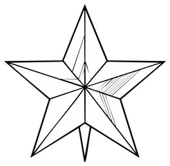 Obraz premium Isolated five point star drawing with hatched detail and geometric pattern
