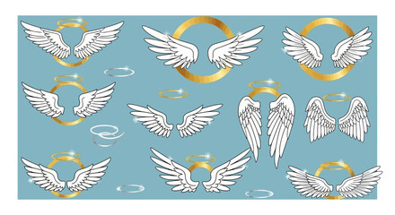 Heavenly Collection Angel Wings and Halo Vector Graphics