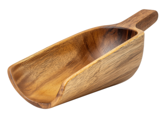 Empty wooden scoop isolated on transparent background