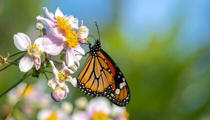 Butterfly on a pale pink flower