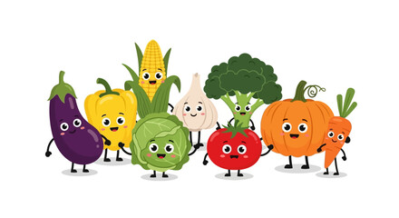 Happy Vegetables Cute Cartoon Veggie Friends for Healthy Eating