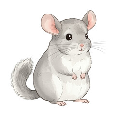 Charming chinchilla watercolor illustration, capturing the adorable essence of this lovable pet