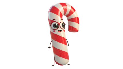 Cute cartoon candy cane with eyes 