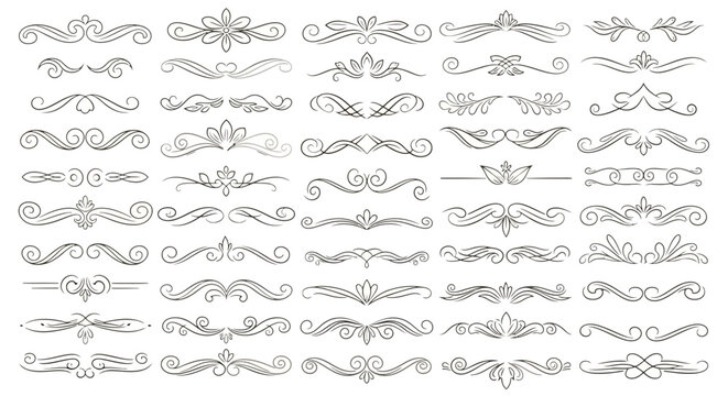 Collection of elegant ornamental dividers and flourishes for design decoration and graphic elements