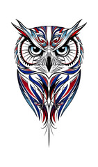 Obraz premium Abstract owl illustration with colorful geometric pattern