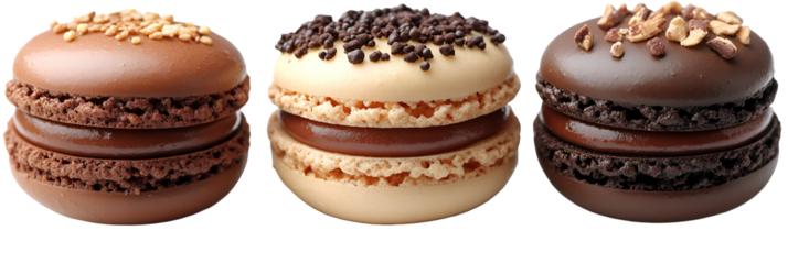 Assorted macarons in layered design on transparent background