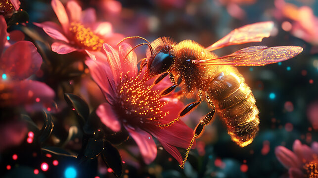 A synthetic bee collecting data-coded nectar from electric flowers 