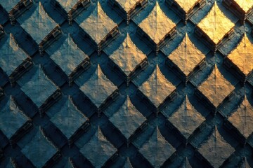 Fototapeta premium Abstract Interpretation of Asian Policing Geometric patterns and textures An abstract digital artwork featuring interlocking geometric shapes inspired by traditional East Asian architectural patterns.