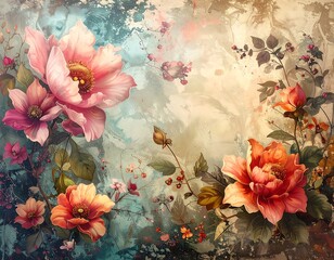 Beautiful floral painting with soft hues and detailed petals