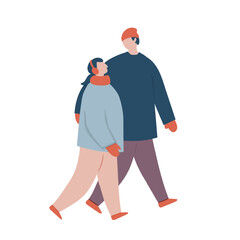 冬服を着た若いカップル