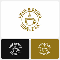 Brew and Grind Coffee Company Logo Design.
