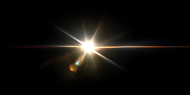 Stunning light burst with vibrant lens flare effect against a dark background, perfect for adding drama and focus to any design or project