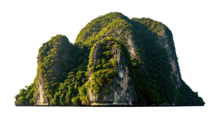 Lush green mountain peaks with dense vegetation transparent background cutout png