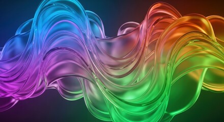 Chromatic flow: A vibrant, translucent ribbon with seamless color transitions and fluid motion