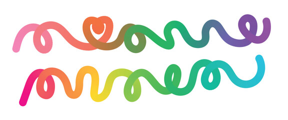 Vibrant rainbow script text mom and love in a playful hand drawn style on a white background