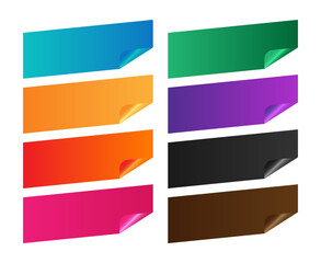 Colorful curly page corner labels vector set perfect for tags design