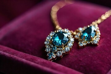 Exquisite Handcrafted Jewelry Close-up Precious Gemstones on Velvet, Elegance and High-End Fashion