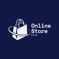 Modern online store logo design concept with shopping bag icon and branding elements