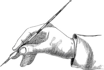 Artist's hand drawing with paintbrush capturing creative expression in art studio