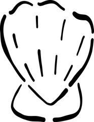 Obraz premium Hand Drawn Scallop, Whimsical Wedding Food Illustration