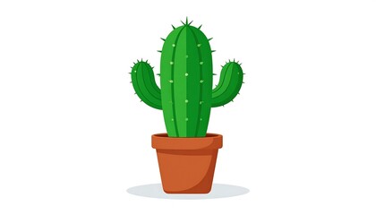 Cartoon cactus in terracotta pot