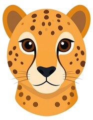 Cartoon cheetah head, orange & brown spots