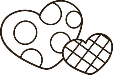 Coloring pages of hearts with circles and checkerboard patterns