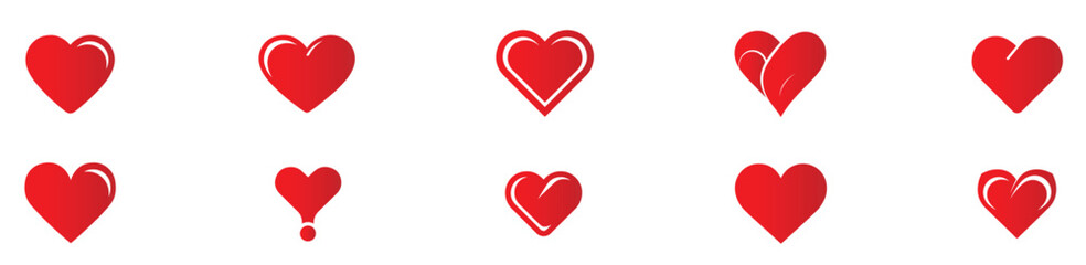 Set of hearts icon, heart drawn hand - stock vector