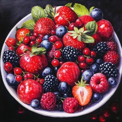 Obraz premium Vibrant berry medley in a white bowl