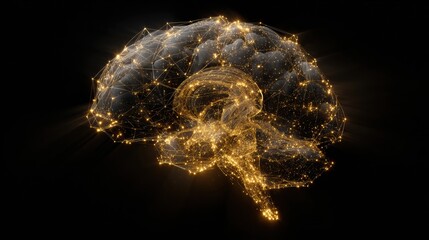 This artwork features a glowing brain of interconnected nodes on a dark background, symbolizing creativity and intelligence in neural networks.