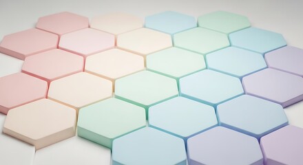 Pastel Hexagonal Tiles Arranged in Honeycomb Pattern for Artistic Background