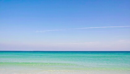 Minimalist Seascape Bright Blue Sky Tranquil Ocean