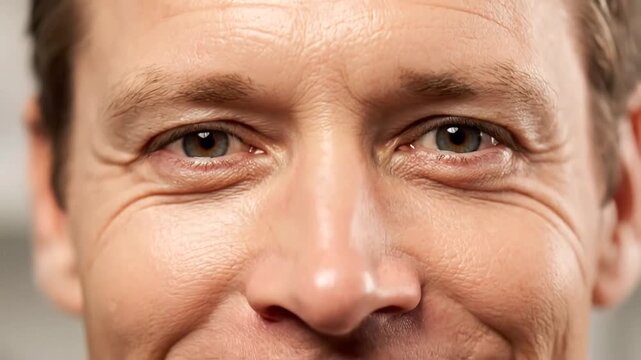 Closeup of a mans eyes showing a range of emotions from sadness to happiness.