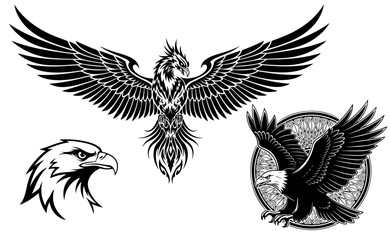 Naklejka premium Colorful eagle icon set featuring multiple vibrant colors and modern design elements
