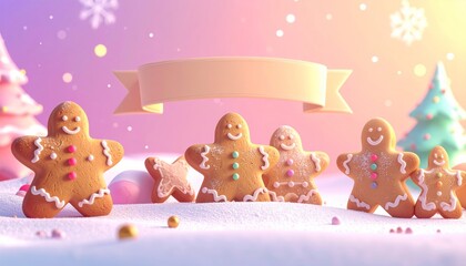 Obraz premium gingerbread christmas, gingerbread cookies shaped like stars and men