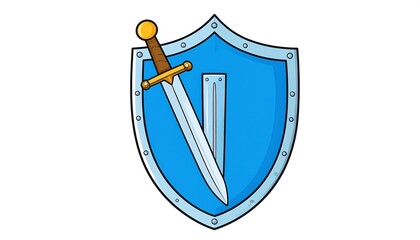 Cartoon shield with sword