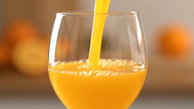 Pouring Fresh Orange Juice into a Glass for a Healthy Drink.