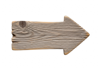 A rustic wooden arrow points the way, isolated on transparent background, offering a charming and directional element for design, signage, or decorative purposes