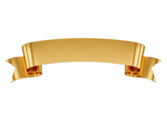 Elegant golden ribbon banner isolated on transparent background, perfect for adding a touch of luxury and sophistication to your designs, invitations, and promotional materials