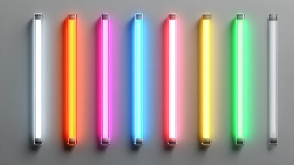 Fototapeta premium Vibrant spectrum of modern linear LED lights glowing in a captivating array of colors, perfect for dynamic design projects