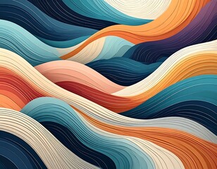 Colorful abstract wavy pattern with lines