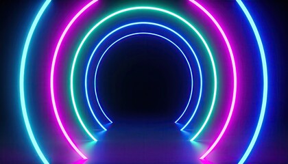 Cyan Magenta Neon Ring Tunnel Glow