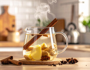 Herbal tea with cinnamon ginger and star anise