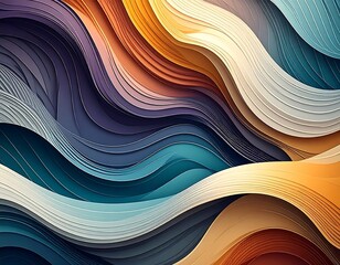 Colorful layered waves composition with varying gradient shades and textures