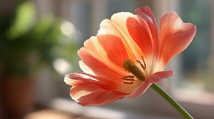 Fototapeta premium Elegant tulip blossom in soft light for spring design projects