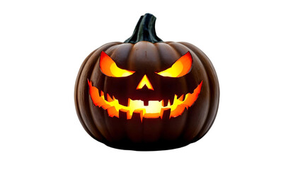 Halloween pumpkin jack-o&rsquo;-lantern glowing isolated on transparent background