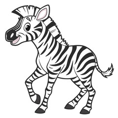 Curious cartoon baby zebra standing vector illustration scalable icon for design