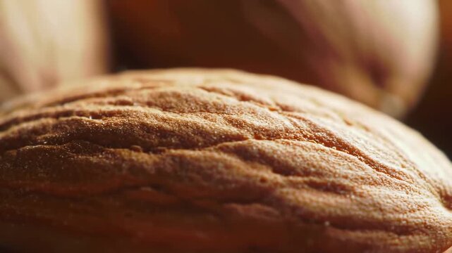 Closeup Macro Shot of a Single Pistachio Nut Shell with Detailed Texture and Natural Cracks Highlighting its Organic and Earthy Appearance.