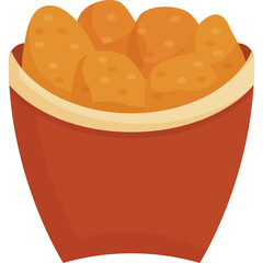 Crispy Golden Fried Chicken Pieces Overflowing From A Cardboard Container With A Creamy Rim On A Transparent Background
