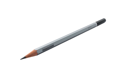 Gray pencil, sharpened point, on black background, angled slightly